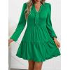imageANRABESS Womens Long Sleeve Dress 2025 Fall Casual V Neck Tiered Flowy Swing Short Mini Dresses Beach Travel Vacation OutfitsGreen