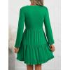 imageANRABESS Womens Long Sleeve Dress 2025 Fall Casual V Neck Tiered Flowy Swing Short Mini Dresses Beach Travel Vacation OutfitsGreen