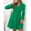 imageANRABESS Womens Long Sleeve Dress 2025 Fall Casual V Neck Tiered Flowy Swing Short Mini Dresses Beach Travel Vacation OutfitsGreen