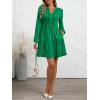imageANRABESS Womens Long Sleeve Dress 2025 Fall Casual V Neck Tiered Flowy Swing Short Mini Dresses Beach Travel Vacation OutfitsGreen