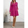 imageANRABESS Womens Long Sleeve Dress 2025 Fall Casual V Neck Tiered Flowy Swing Short Mini Dresses Beach Travel Vacation OutfitsHot Pink
