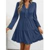 imageANRABESS Womens Long Sleeve Dress 2025 Fall Casual V Neck Tiered Flowy Swing Short Mini Dresses Beach Travel Vacation OutfitsNighty Blue