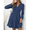 imageANRABESS Womens Long Sleeve Dress 2025 Fall Casual V Neck Tiered Flowy Swing Short Mini Dresses Beach Travel Vacation OutfitsNighty Blue