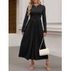 imageANRABESS Womens Long Sleeve Elegant Modest Drop Waist Maxi Dress 2025 Fall Casual Flowy Pleated Long Dresses with PocketsBlack