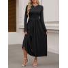 imageANRABESS Womens Long Sleeve Elegant Modest Drop Waist Maxi Dress 2025 Fall Casual Flowy Pleated Long Dresses with PocketsBlack