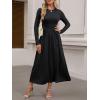 imageANRABESS Womens Long Sleeve Elegant Modest Drop Waist Maxi Dress 2025 Fall Casual Flowy Pleated Long Dresses with PocketsBlack
