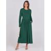 imageANRABESS Womens Long Sleeve Elegant Modest Drop Waist Maxi Dress 2025 Fall Casual Flowy Pleated Long Dresses with PocketsDeep Green