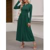 imageANRABESS Womens Long Sleeve Elegant Modest Drop Waist Maxi Dress 2025 Fall Casual Flowy Pleated Long Dresses with PocketsDeep Green