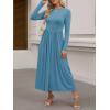 imageANRABESS Womens Long Sleeve Elegant Modest Drop Waist Maxi Dress 2025 Fall Casual Flowy Pleated Long Dresses with PocketsLake Green