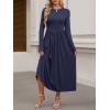 imageANRABESS Womens Long Sleeve Elegant Modest Drop Waist Maxi Dress 2025 Fall Casual Flowy Pleated Long Dresses with PocketsNavy Blue
