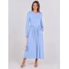 imageANRABESS Womens Long Sleeve Elegant Modest Drop Waist Maxi Dress 2025 Fall Casual Flowy Pleated Long Dresses with PocketsSky Blue