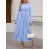 imageANRABESS Womens Long Sleeve Elegant Modest Drop Waist Maxi Dress 2025 Fall Casual Flowy Pleated Long Dresses with PocketsSky Blue