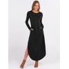 imageANRABESS Womens Long Sleeve Maxi Dresses 2025 Fall Outfits Casual Loose Split Travel Vacation T Shirt Dress with PocketsBlack