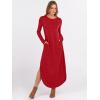 imageANRABESS Womens Long Sleeve Maxi Dresses 2025 Fall Outfits Casual Loose Split Travel Vacation T Shirt Dress with PocketsBright Red
