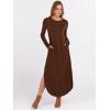 imageANRABESS Womens Long Sleeve Maxi Dresses 2025 Fall Outfits Casual Loose Split Travel Vacation T Shirt Dress with PocketsCoffee