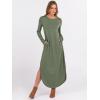 imageANRABESS Womens Long Sleeve Maxi Dresses 2025 Fall Outfits Casual Loose Split Travel Vacation T Shirt Dress with PocketsSage Green