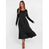 imageANRABESS Womens Long Sleeve Midi Dress 2025 Fall Rib Knit Crew Neck A Line Soft Flowy Swing Dresses with Pocket Casual TrendyBlack