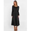 imageANRABESS Womens Long Sleeve Midi Dress 2025 Fall Rib Knit Crew Neck A Line Soft Flowy Swing Dresses with Pocket Casual TrendyBlack