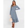 imageANRABESS Womens Long Sleeve Midi Dress 2025 Fall Rib Knit Crew Neck A Line Soft Flowy Swing Dresses with Pocket Casual TrendyBlue