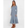imageANRABESS Womens Long Sleeve Midi Dress 2025 Fall Rib Knit Crew Neck A Line Soft Flowy Swing Dresses with Pocket Casual TrendyBlue