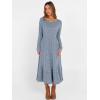 imageANRABESS Womens Long Sleeve Midi Dress 2025 Fall Rib Knit Crew Neck A Line Soft Flowy Swing Dresses with Pocket Casual TrendyBlue