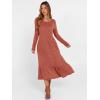 imageANRABESS Womens Long Sleeve Midi Dress 2025 Fall Rib Knit Crew Neck A Line Soft Flowy Swing Dresses with Pocket Casual TrendyBurnt Orange