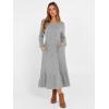imageANRABESS Womens Long Sleeve Midi Dress 2025 Fall Rib Knit Crew Neck A Line Soft Flowy Swing Dresses with Pocket Casual TrendyGrey