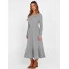 imageANRABESS Womens Long Sleeve Midi Dress 2025 Fall Rib Knit Crew Neck A Line Soft Flowy Swing Dresses with Pocket Casual TrendyGrey