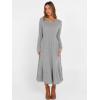 imageANRABESS Womens Long Sleeve Midi Dress 2025 Fall Rib Knit Crew Neck A Line Soft Flowy Swing Dresses with Pocket Casual TrendyGrey
