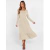 imageANRABESS Womens Long Sleeve Midi Dress 2025 Fall Rib Knit Crew Neck A Line Soft Flowy Swing Dresses with Pocket Casual TrendyLight Khaki