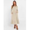 imageANRABESS Womens Long Sleeve Midi Dress 2025 Fall Rib Knit Crew Neck A Line Soft Flowy Swing Dresses with Pocket Casual TrendyLight Khaki