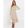 imageANRABESS Womens Long Sleeve Midi Dress 2025 Fall Rib Knit Crew Neck A Line Soft Flowy Swing Dresses with Pocket Casual TrendyLight Khaki