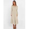 imageANRABESS Womens Long Sleeve Midi Dress 2025 Fall Rib Knit Crew Neck A Line Soft Flowy Swing Dresses with Pocket Casual TrendyLight Khaki