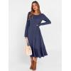 imageANRABESS Womens Long Sleeve Midi Dress 2025 Fall Rib Knit Crew Neck A Line Soft Flowy Swing Dresses with Pocket Casual TrendyNavy Blue