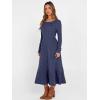 imageANRABESS Womens Long Sleeve Midi Dress 2025 Fall Rib Knit Crew Neck A Line Soft Flowy Swing Dresses with Pocket Casual TrendyNavy Blue