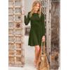 imageANRABESS Womens Long Sleeve Midi Dress Crewneck Tie Waist ALine Swing Casual Bodycon Ribbed Knit 2025 Fall Sweater DressArmy Green