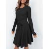 imageANRABESS Womens Long Sleeve Midi Dress Crewneck Tie Waist ALine Swing Casual Bodycon Ribbed Knit 2025 Fall Sweater DressBlack