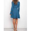 imageANRABESS Womens Long Sleeve Midi Dress Crewneck Tie Waist ALine Swing Casual Bodycon Ribbed Knit 2025 Fall Sweater DressBlue