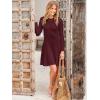 imageANRABESS Womens Long Sleeve Midi Dress Crewneck Tie Waist ALine Swing Casual Bodycon Ribbed Knit 2025 Fall Sweater DressDeep Red
