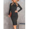 imageANRABESS Womens Long Sleeve Mock Neck Slim Fit Ribbed Bodycon Knit Slit Cocktail Sweater Midi Dress 2025 Trendy Fall OutfitsBlack