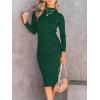 imageANRABESS Womens Long Sleeve Mock Neck Slim Fit Ribbed Bodycon Knit Slit Cocktail Sweater Midi Dress 2025 Trendy Fall OutfitsDark Green