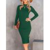 imageANRABESS Womens Long Sleeve Mock Neck Slim Fit Ribbed Bodycon Knit Slit Cocktail Sweater Midi Dress 2025 Trendy Fall OutfitsDark Green