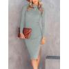 imageANRABESS Womens Long Sleeve Mock Neck Slim Fit Ribbed Bodycon Knit Slit Cocktail Sweater Midi Dress 2025 Trendy Fall OutfitsLight Gray