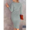 imageANRABESS Womens Long Sleeve Mock Neck Slim Fit Ribbed Bodycon Knit Slit Cocktail Sweater Midi Dress 2025 Trendy Fall OutfitsLight Gray