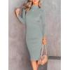 imageANRABESS Womens Long Sleeve Mock Neck Slim Fit Ribbed Bodycon Knit Slit Cocktail Sweater Midi Dress 2025 Trendy Fall OutfitsLight Gray