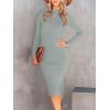 imageANRABESS Womens Long Sleeve Mock Neck Slim Fit Ribbed Bodycon Knit Slit Cocktail Sweater Midi Dress 2025 Trendy Fall OutfitsLight Gray