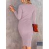 imageANRABESS Womens Long Sleeve Mock Neck Slim Fit Ribbed Bodycon Knit Slit Cocktail Sweater Midi Dress 2025 Trendy Fall OutfitsLight Purple