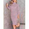 imageANRABESS Womens Long Sleeve Mock Neck Slim Fit Ribbed Bodycon Knit Slit Cocktail Sweater Midi Dress 2025 Trendy Fall OutfitsLight Purple