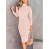 imageANRABESS Womens Long Sleeve Mock Neck Slim Fit Ribbed Bodycon Knit Slit Cocktail Sweater Midi Dress 2025 Trendy Fall OutfitsPink