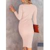 imageANRABESS Womens Long Sleeve Mock Neck Slim Fit Ribbed Bodycon Knit Slit Cocktail Sweater Midi Dress 2025 Trendy Fall OutfitsPink